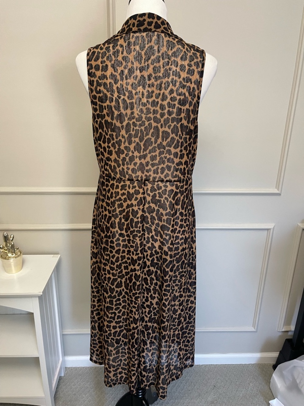 Leopard-Print Sheer Tie-Front Swim Coverup in Brown - Picture 5 of 5